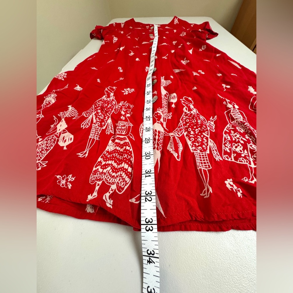 Vintage Coldwater Creek Red Rayon Button Front Dress Size Small - Picture 6 of 15